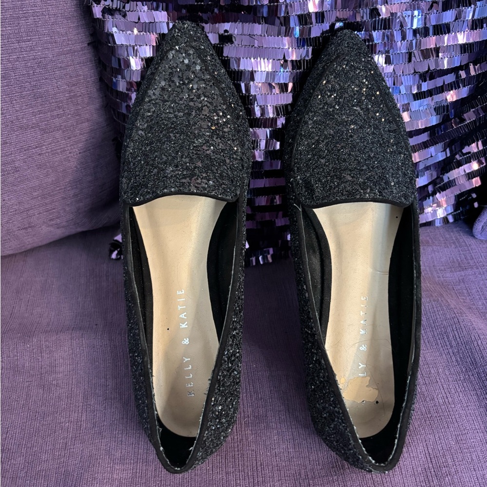 Kelly & Katie Black Glitter Flats with Pointed Toe Size 7.5 NWOT‎ - Picture 6 of 13